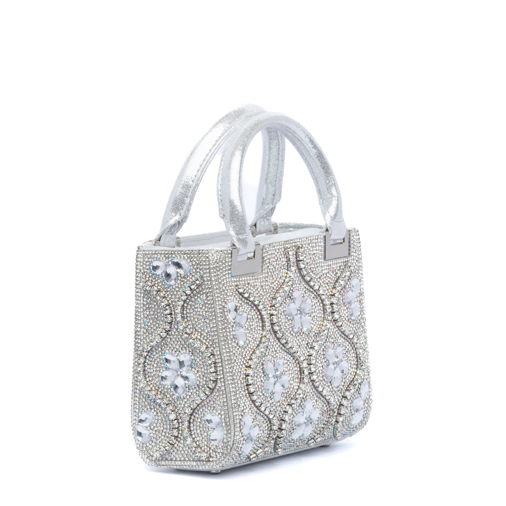 Borsa gioiello con cristalli argento