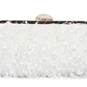 Clutch in tessuto bianco effetto sfrangiato