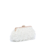Clutch in tessuto bianco effetto sfrangiato