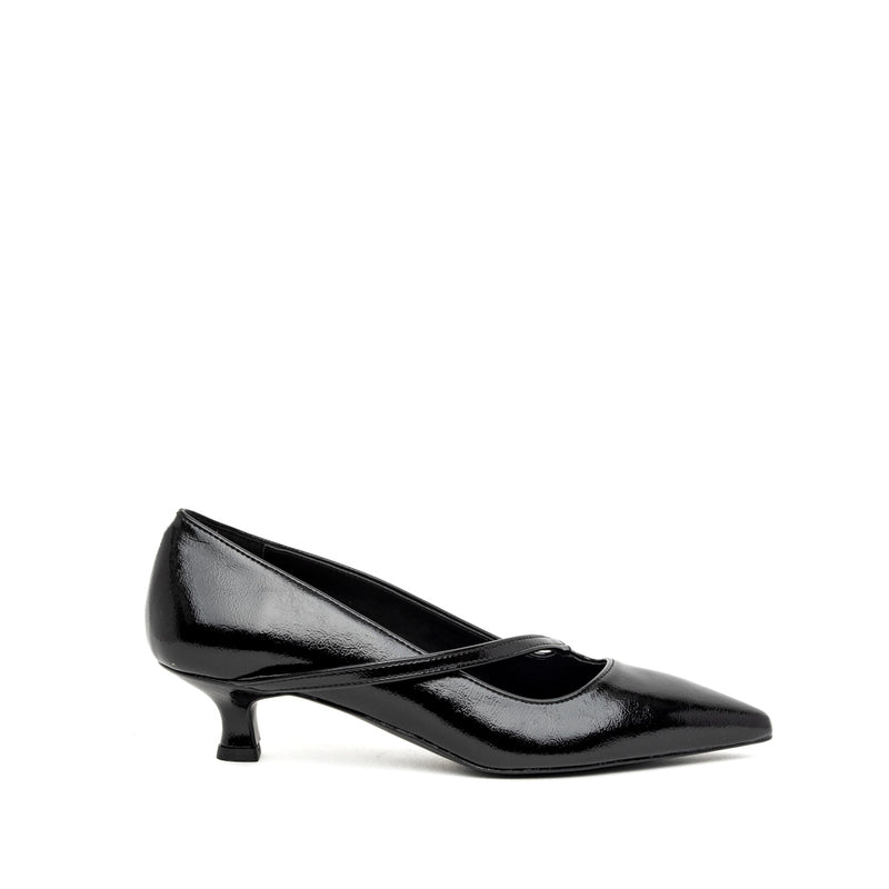 Décolleté Kitten in ciack nero con cinturini