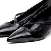 Décolleté Kitten in ciack nero con cinturini