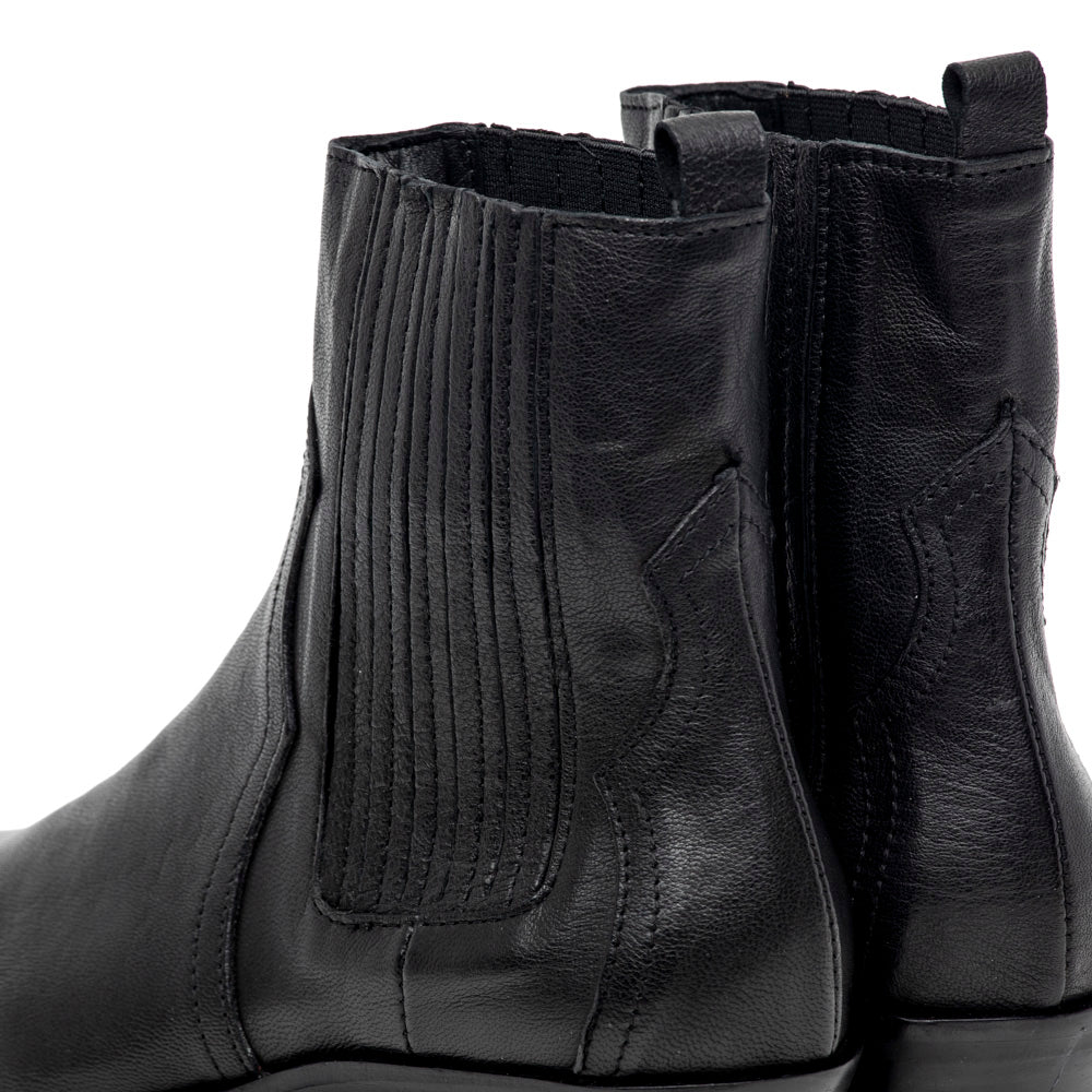 Stivaletto texano nero con elastici.