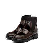 Stivaletto in pelle e cavallino con traversino.