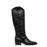 Stivale alto texano in vitello nero.