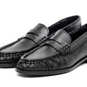 Mocassino in nappa nero con traversino