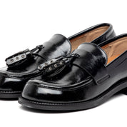 Mocassino in ciack nero con nappine