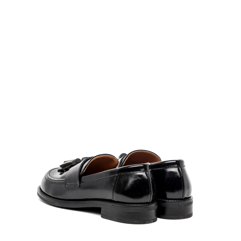 Mocassino in ciack nero con nappine
