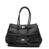 Maxi shopper in pelle bottolata con tasche.