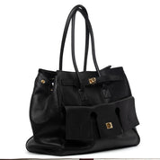 Maxi shopper in pelle bottolata con tasche.