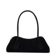 Borsa in stile rétro in alcantara nero.