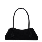 Borsa in stile rétro in alcantara nero.