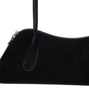 Borsa in stile rétro in alcantara nero.