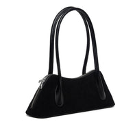 Borsa in stile rétro in alcantara nero.