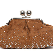 Pochette pasticcino in alcantara cuoio.