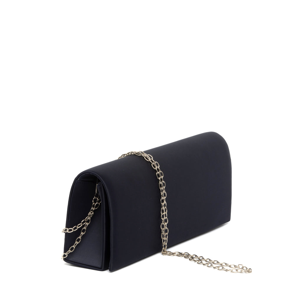 Pochette elegante in raso blu