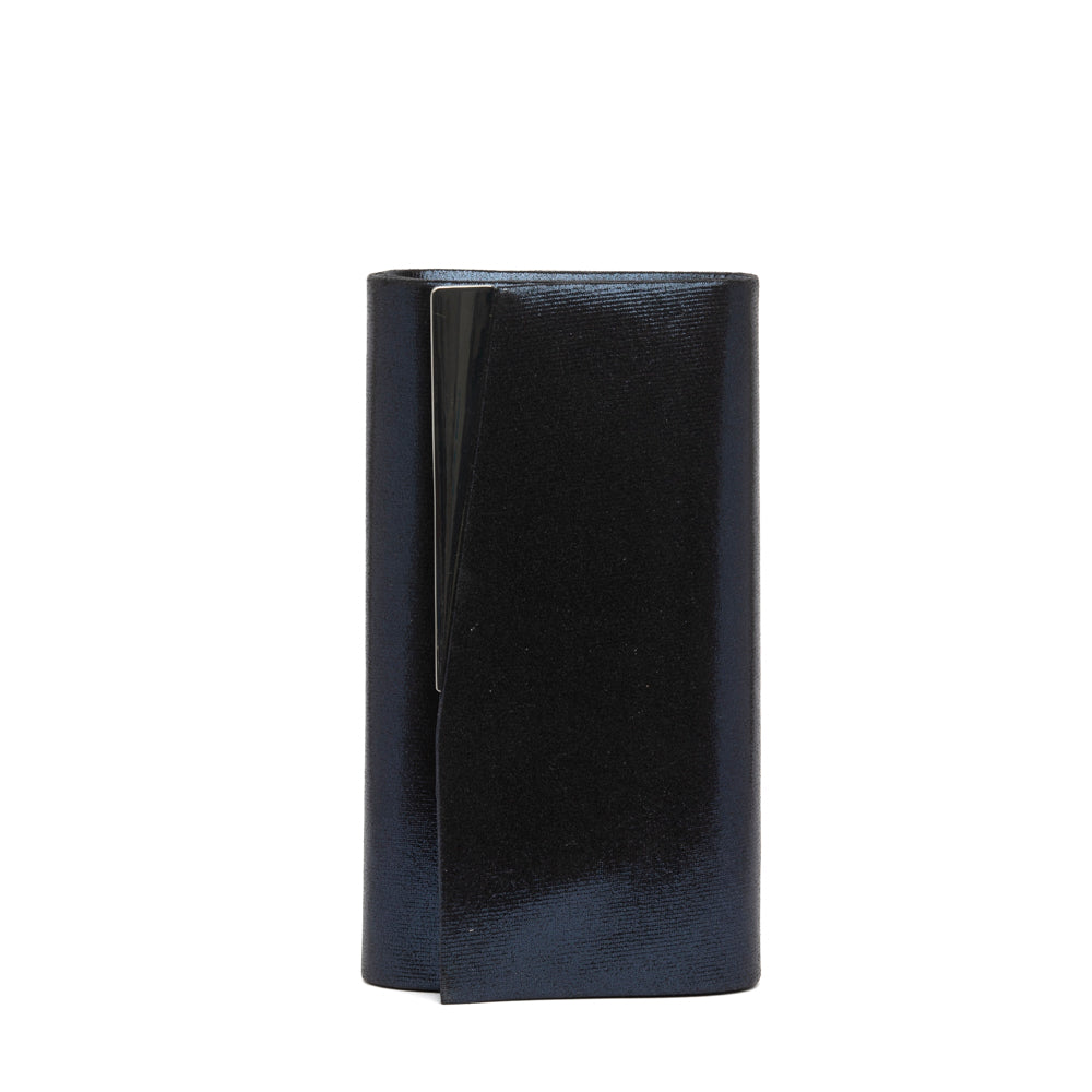 Pochette elegante in raso spalmato blu