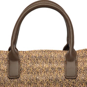 Borsa a mano in rafia marrone intrecciata