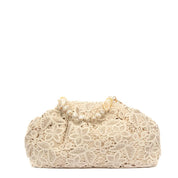 Maxi clutch in pizzo floreale burro