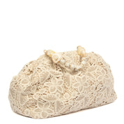 Maxi clutch in pizzo floreale burro