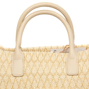 Borsa a mano in rafia burro intrecciata