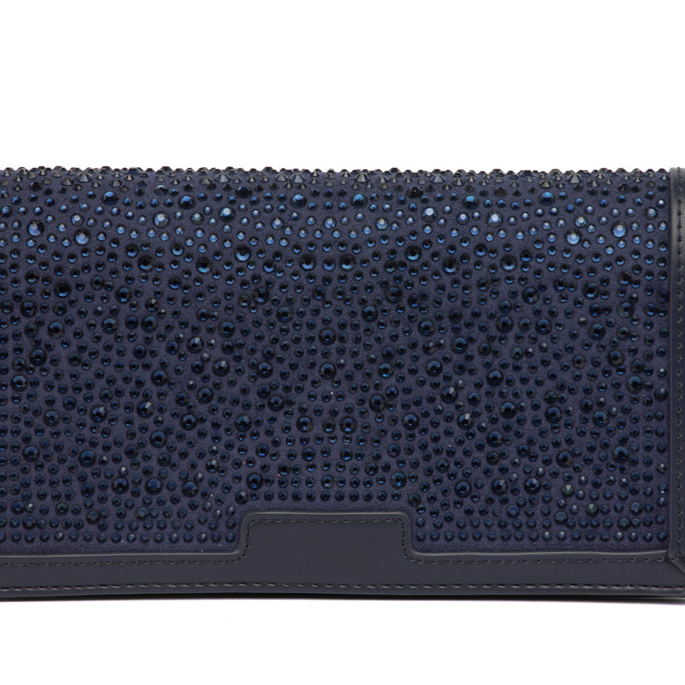 Pochette elegante con cristalli blu