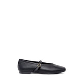 Ballerina in pelle nera con cinturino
