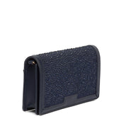 Pochette elegante con cristalli blu