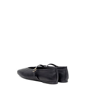 Ballerina in pelle nera con cinturino