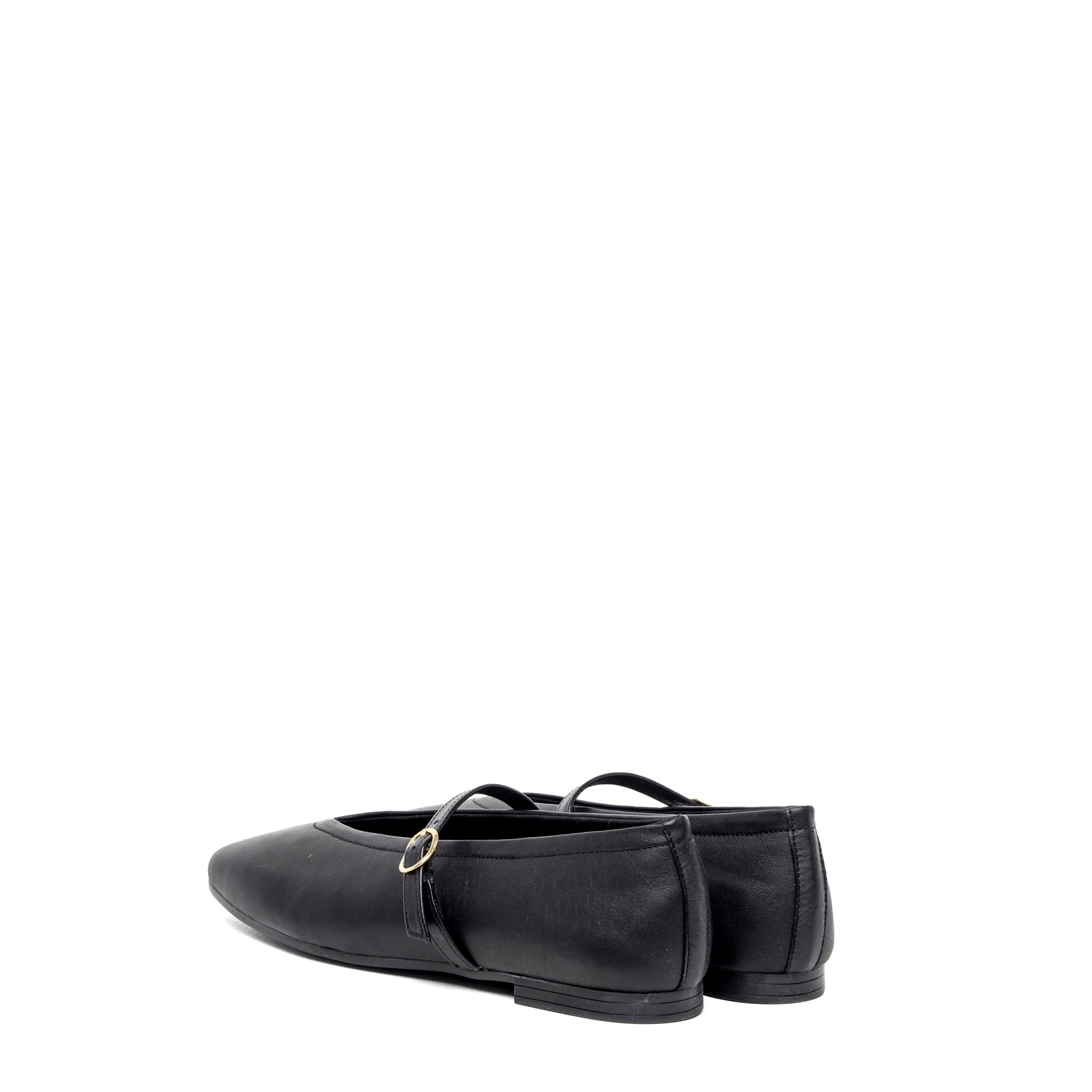 Ballerina in pelle nera con cinturino