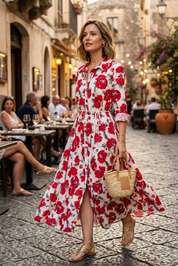 Abito camicia in fantasia.