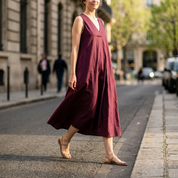 Abito rosso bordeaux in cotone.