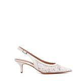 Slingback Sposa in pizzo bianco.