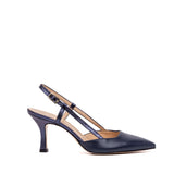 Slingback in liz fil blu con tacco.