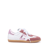 Sneakers bicolore in pelle e scamosciato.