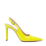 Slingback in vernice lime.