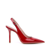 Slingback in naplak rosso rubino.