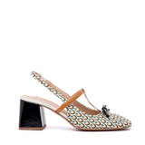 Slingback in tessuto fantasia.