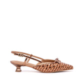 Slingback in pelle intrecciata rame.