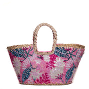 Borsa Capri in paglia e paillettes rosa.