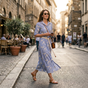 Abito in cotone con fantasia vichy.