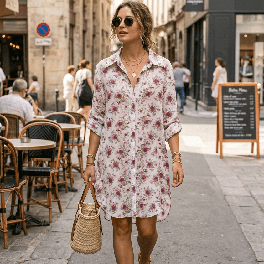 Abito camicia con stampa floreale - TreemmeCreazioni