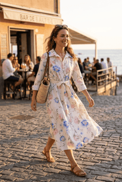 Abito camicia in cotone con cintura. - TreemmeCreazioni