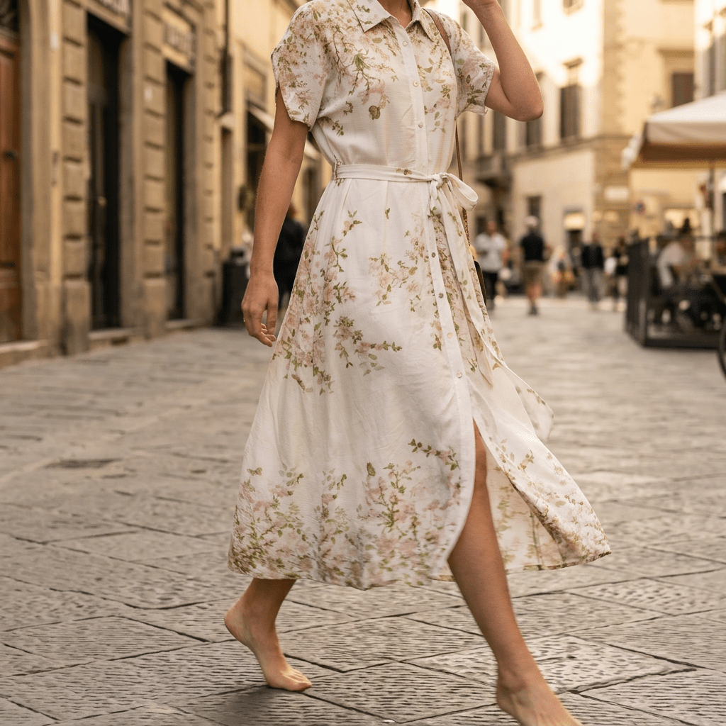Abito camicia in fantasia floreale. - TreemmeCreazioni