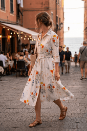 Abito camicia in fantasia fondo bianco. - TreemmeCreazioni