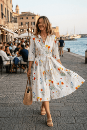 Abito camicia in fantasia fondo bianco. - TreemmeCreazioni