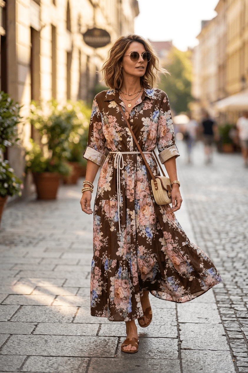 Abito camicia in fantasia in cotone. - TreemmeCreazioni