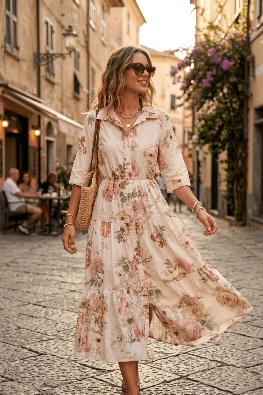 Abito camicia in fantasia in cotone. - TreemmeCreazioni