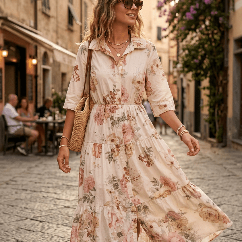 Abito camicia in fantasia in cotone. - TreemmeCreazioni