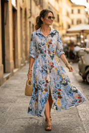 Abito camicia in fantasia in cotone. - TreemmeCreazioni