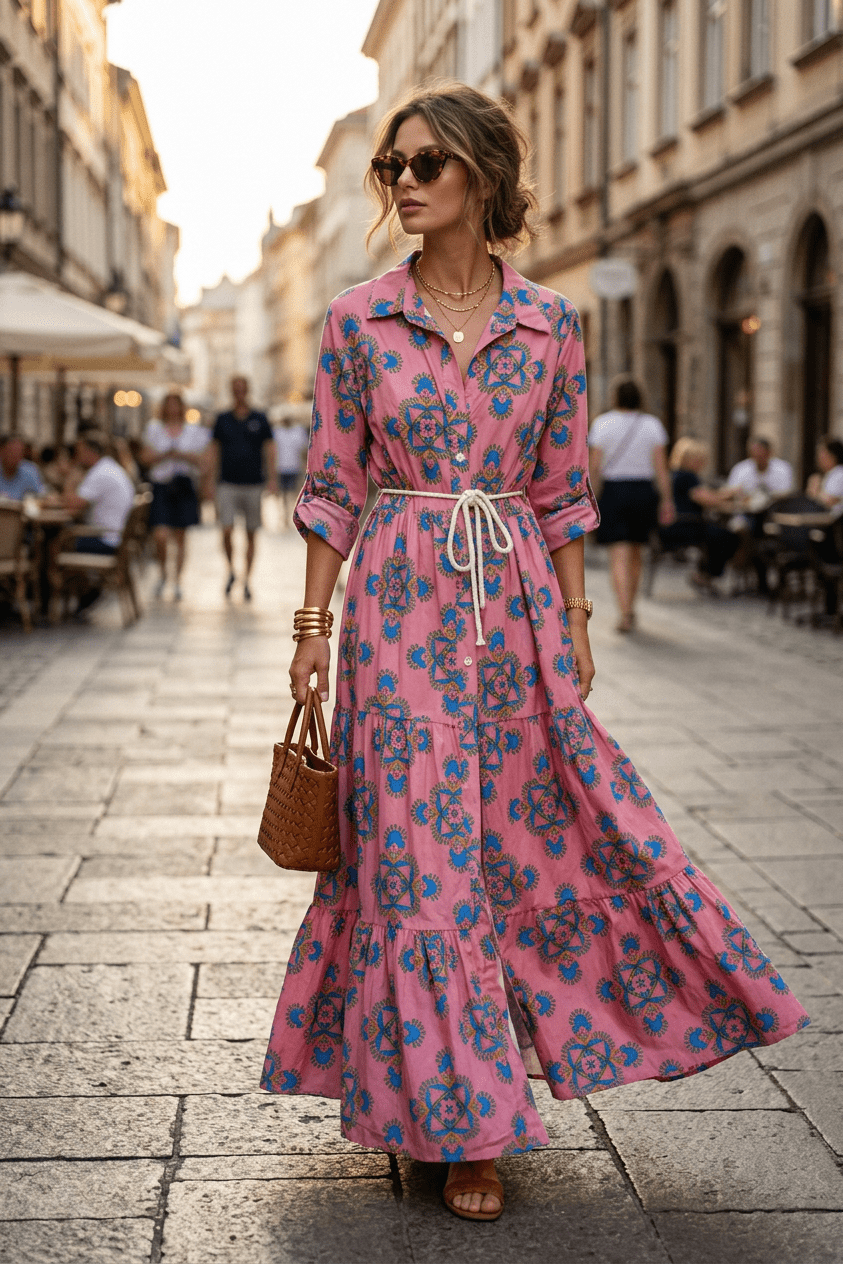 Abito camicia in fantasia in cotone. - TreemmeCreazioni